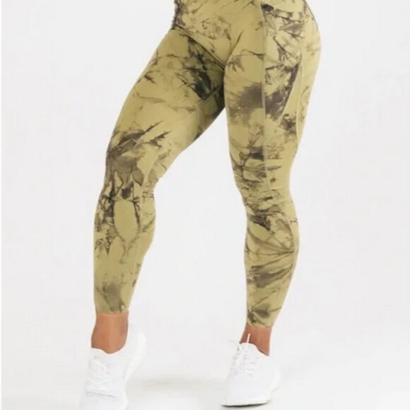 Alphalete Alphalux Force Leggings Size Small High Rise Cactus Green Workout Gym - Picture 1 of 7